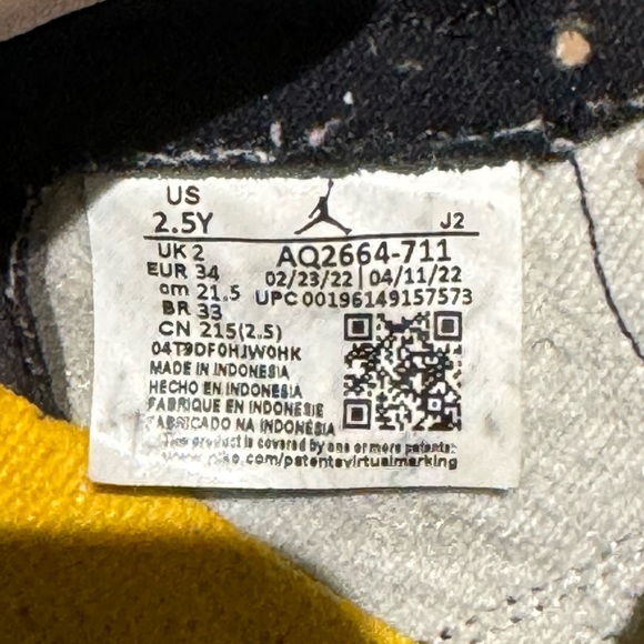 Nike Boys Jordan 1 Retro High OG Taxi. Size US 2.5Y - Picture 4 of 5